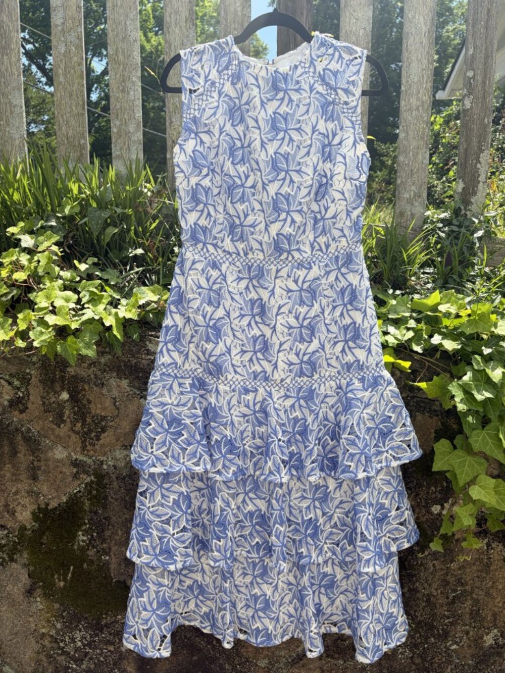 Keepsake Wild Things Floral Lace Midi Dress XL Revolve Blue Tiered Derby Wedding